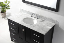 Load image into Gallery viewer, GS-50048-WMRO-ES Espresso Caroline Avenue 48&quot; Single Bath Vanity Set with Italian Carrara White Marble Top &amp; Oval Centered Basin, Mirror up