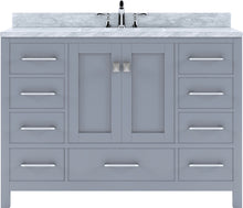 Load image into Gallery viewer, GS-50048-WMRO-GR Gray Caroline Avenue 48&quot; Single Bath Vanity Set with Italian Carrara White Marble Top &amp; Oval Centered Basin