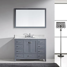 Load image into Gallery viewer, GS-50048-WMRO-GR Gray Caroline Avenue 48&quot; Single Bath Vanity Set with Italian Carrara White Marble Top &amp; Oval Centered Basin, Mirror 1