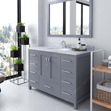 Load image into Gallery viewer, GS-50048-WMRO-GR Gray Caroline Avenue 48&quot; Single Bath Vanity Set with Italian Carrara White Marble Top &amp; Oval Centered Basin, Mirror side