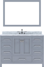 Load image into Gallery viewer, GS-50048-WMRO-GR Gray Caroline Avenue 48&quot; Single Bath Vanity Set with Italian Carrara White Marble Top &amp; Oval Centered Basin, Mirror