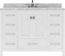 Load image into Gallery viewer, GS-50048-WMRO-WH White Caroline Avenue 48&quot; Single Bath Vanity Set with Italian Carrara White Marble Top &amp; Oval Centered Basin