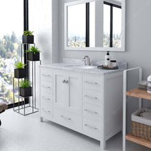 Load image into Gallery viewer, GS-50048-WMRO-WH White Caroline Avenue 48&quot; Single Bath Vanity Set with Italian Carrara White Marble Top &amp; Oval Centered Basin, Mirror side