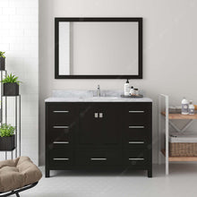 Load image into Gallery viewer, GS-50048-WMSQ-ES Espresso Caroline Avenue 48&quot; Single Bath Vanity Set with Italian Carrara White Marble Top &amp; Rectangular Centered Basin, Mirror styled