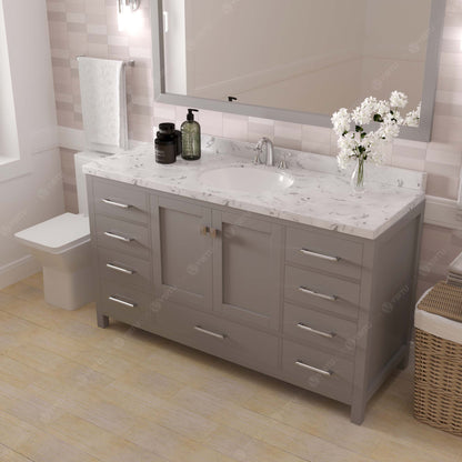 Caroline Avenue 60" Single Bath Vanity Set with Cultured Marble Quartz Top & Oval Centered Basin