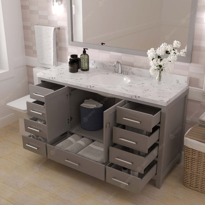 Caroline Avenue 60" Single Bath Vanity Set with Cultured Marble Quartz Top & Oval Centered Basin