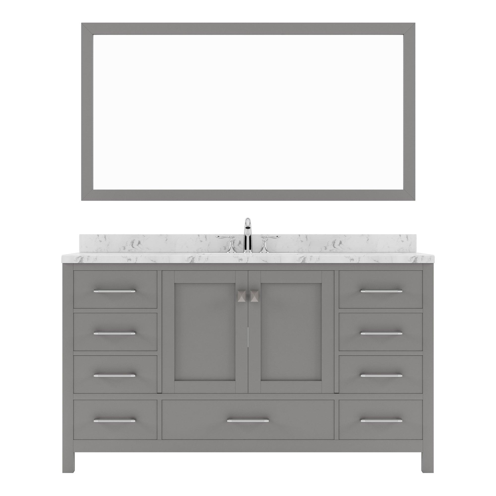 Caroline Avenue 60" Single Bath Vanity Set with Cultured Marble Quartz Top & Oval Centered Basin