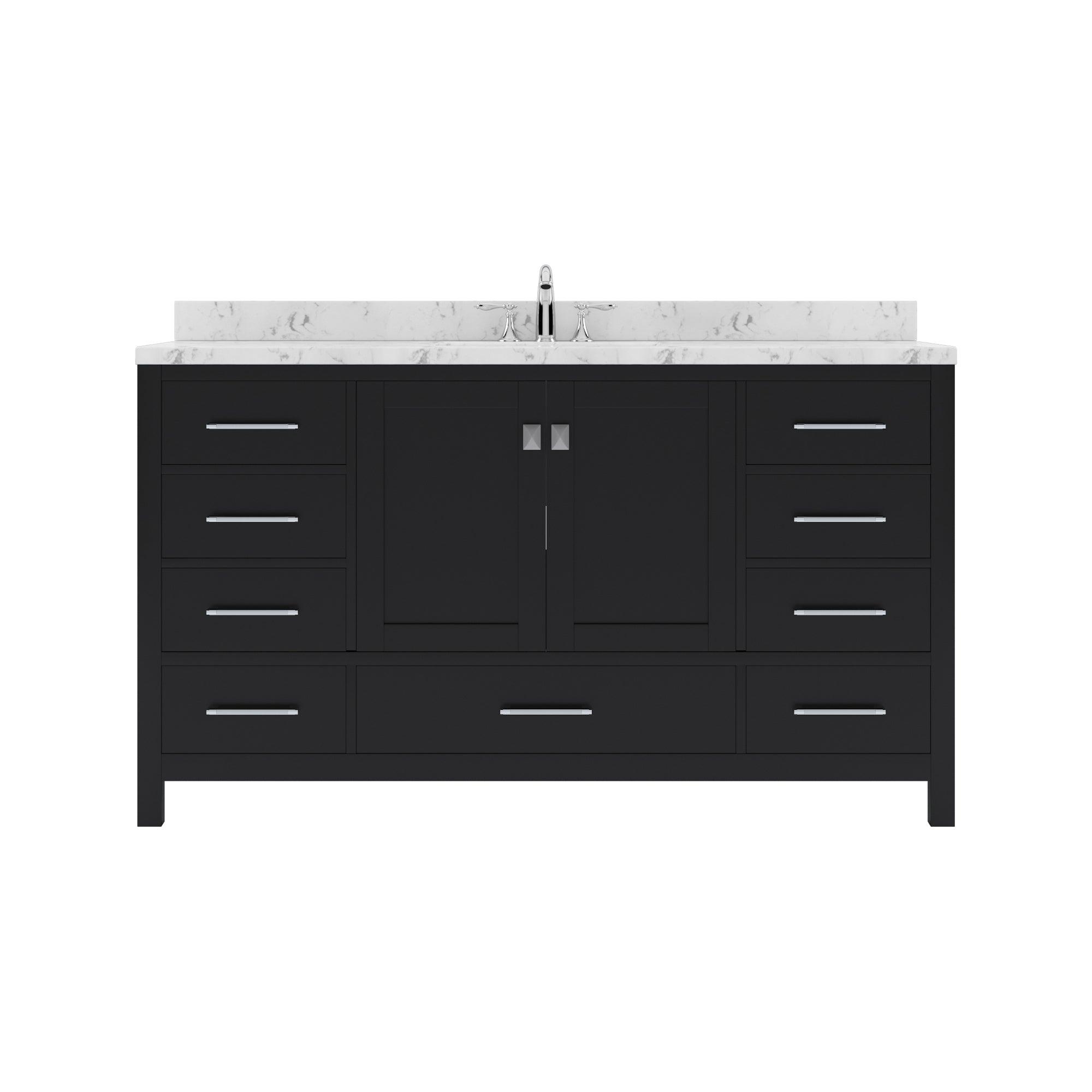 Caroline Avenue 60" Single Bath Vanity Set with Cultured Marble Quartz Top & Oval Centered Basin