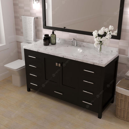 Caroline Avenue 60" Single Bath Vanity Set with Cultured Marble Quartz Top & Oval Centered Basin