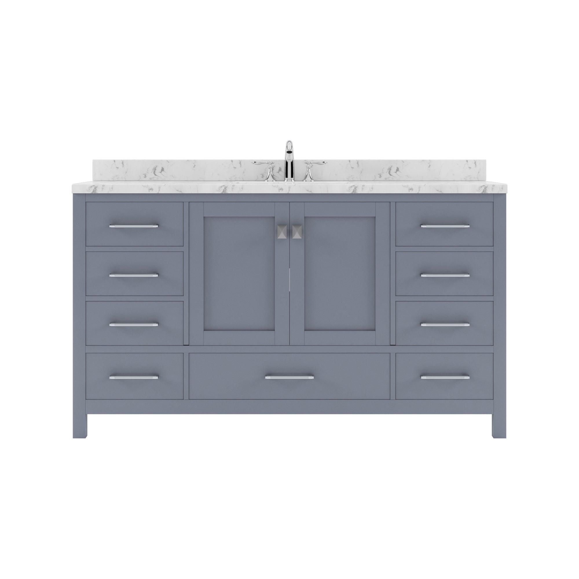 Caroline Avenue 60" Single Bath Vanity Set with Cultured Marble Quartz Top & Oval Centered Basin