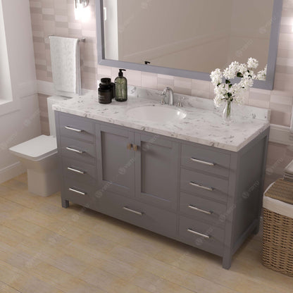 Caroline Avenue 60" Single Bath Vanity Set with Cultured Marble Quartz Top & Oval Centered Basin