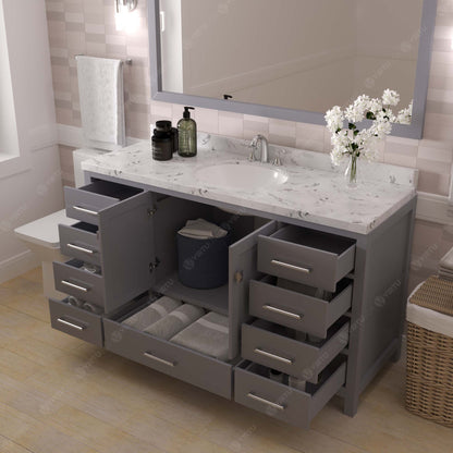 Caroline Avenue 60" Single Bath Vanity Set with Cultured Marble Quartz Top & Oval Centered Basin