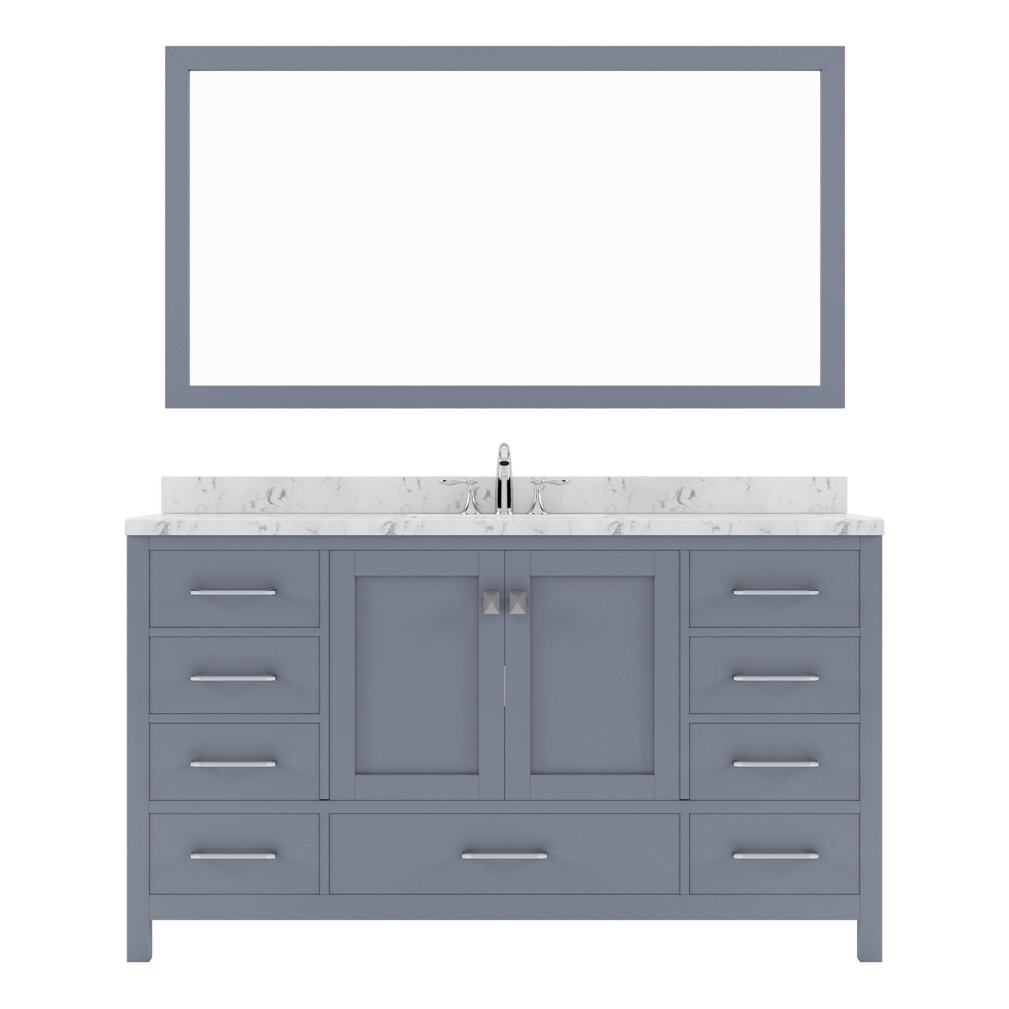 Caroline Avenue 60" Single Bath Vanity Set with Cultured Marble Quartz Top & Oval Centered Basin