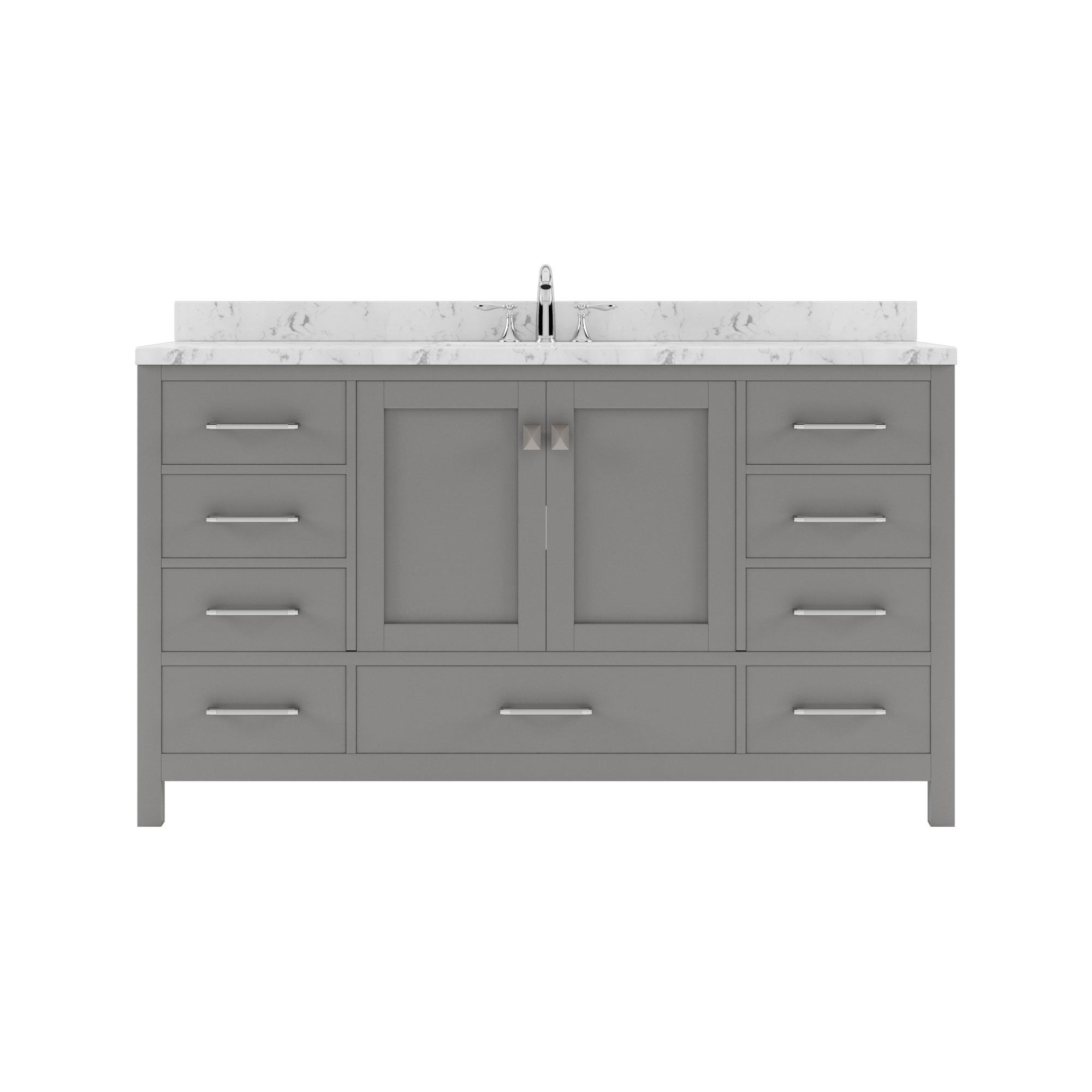 Caroline Avenue 60" Single Bath Vanity Set with Cultured Marble Quartz Top & Rectangular Centered Basin