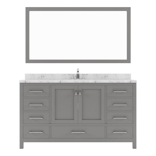 Caroline Avenue 60" Single Bath Vanity Set with Cultured Marble Quartz Top & Rectangular Centered Basin