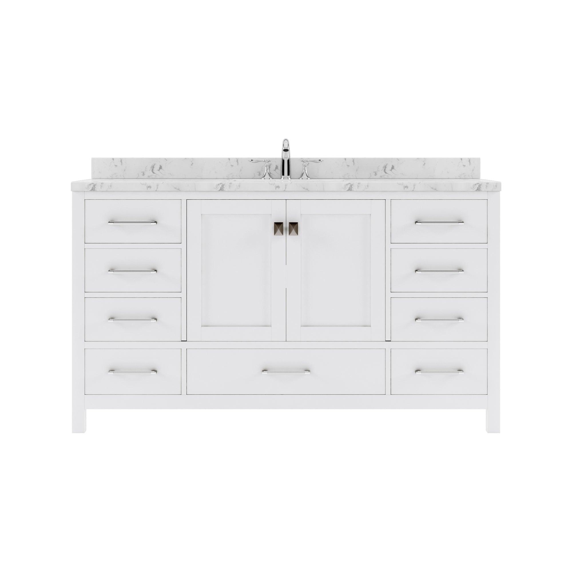 Caroline Avenue 60" Single Bath Vanity Set with Cultured Marble Quartz Top & Rectangular Centered Basin