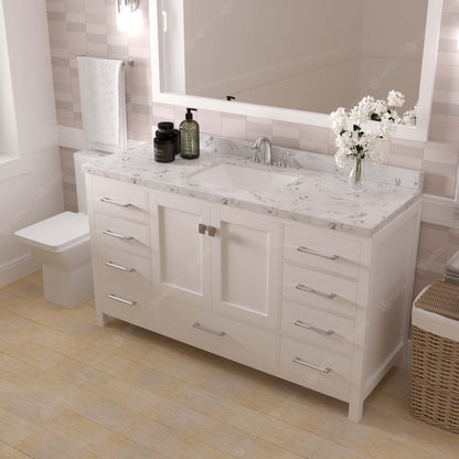 Caroline Avenue 60" Single Bath Vanity Set with Cultured Marble Quartz Top & Rectangular Centered Basin