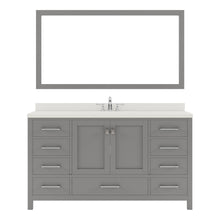 Load image into Gallery viewer, GS-50060-DWQSQ-CG Cashmere Gray Caroline Avenue 60&quot; Single Bath Vanity Set with Dazzle White Quartz Top &amp; Rectangular Centered Basin, Mirror