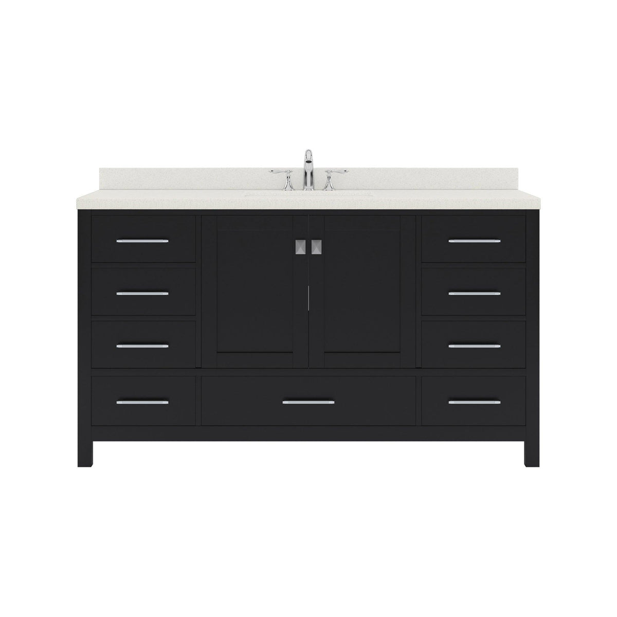 GS-50060-DWQSQ-ES Espresso Gray Caroline Avenue 60" Single Bath Vanity Set with Dazzle White Quartz Top & Rectangular Centered Basin