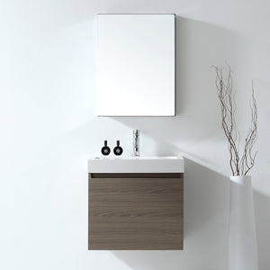 JS-50324-GO Zuri 24" Single Bath Vanity Set with White Polymarble Top & Rectangular Centered Basin, Mirror