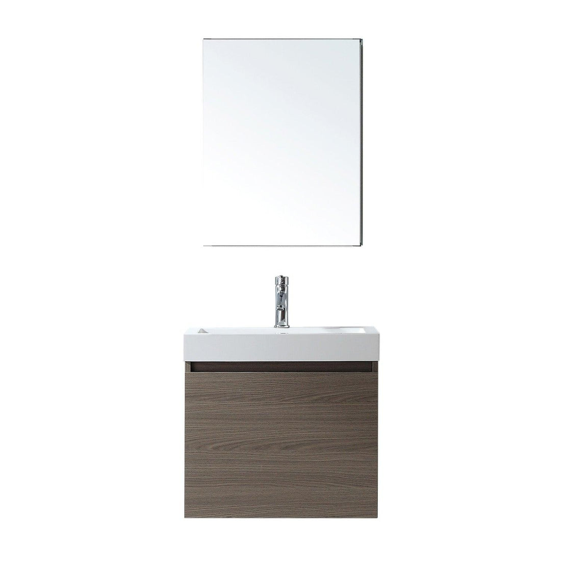 JS-50324-GO Zuri 24" Single Bath Vanity Set with White Polymarble Top & Rectangular Centered Basin, Mirror