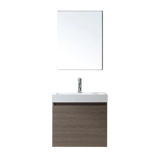 JS-50324-GO Zuri 24" Single Bath Vanity Set with White Polymarble Top & Rectangular Centered Basin, Mirror
