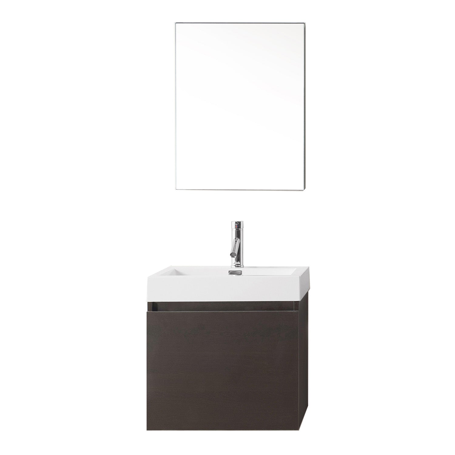 JS-50324-WG  Zuri 24" Single Bath Vanity Set with White Polymarble Top & Rectangular Centered Basin, Mirror