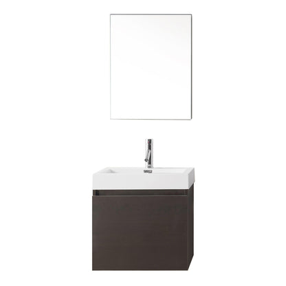 JS-50324-WG  Zuri 24" Single Bath Vanity Set with White Polymarble Top & Rectangular Centered Basin, Mirror