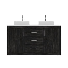 Load image into Gallery viewer, KD-90060-S-MO-NM Midnight Oak  Tavian 60&quot; Double Bath Vanity Set with White Engineered Stone Top &amp; Rectangular Double Centered Basin