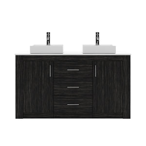 KD-90060-S-MO-NM Midnight Oak  Tavian 60" Double Bath Vanity Set with White Engineered Stone Top & Rectangular Double Centered Basin