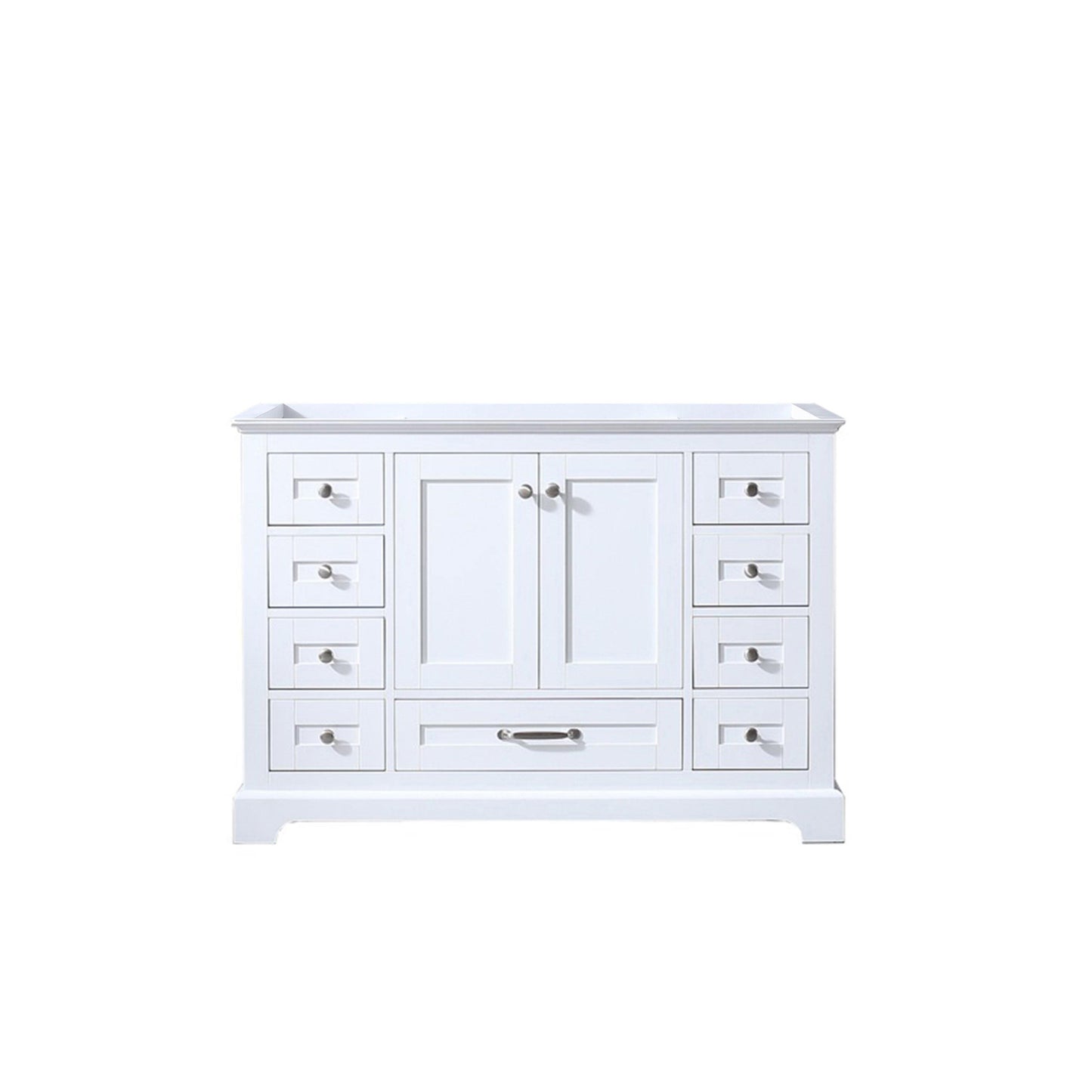 Dukes 48" White, Dark Grey, Navy Blue or Espresso Single Vanity, Available with White Carrara Marble Top, White Square Sink, 36" LED Mirror and Faucet - The Bath Vanities