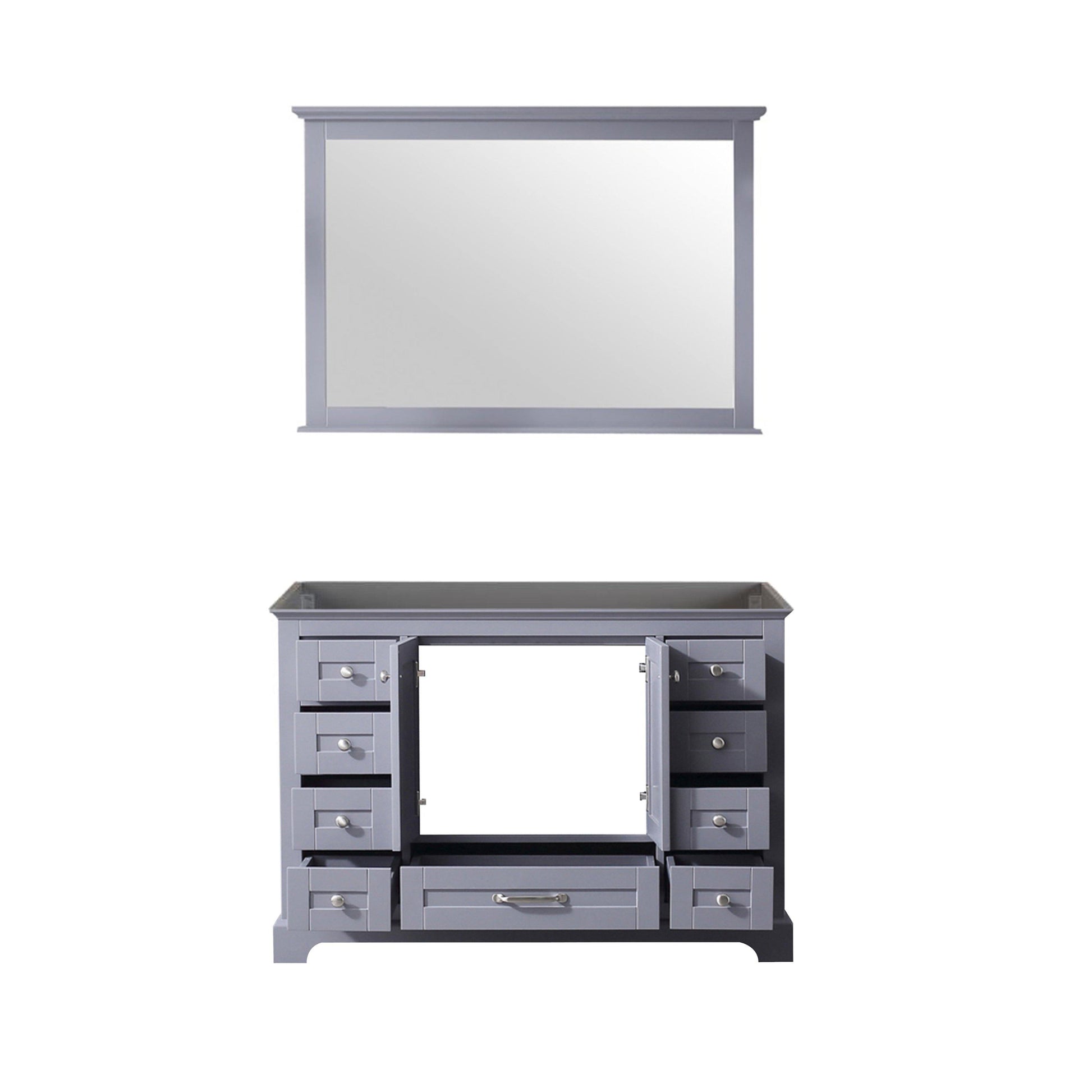 Dukes 48" White, Dark Grey, Navy Blue or Espresso Single Vanity, Available with White Carrara Marble Top, White Square Sink, 36" LED Mirror and Faucet - The Bath Vanities