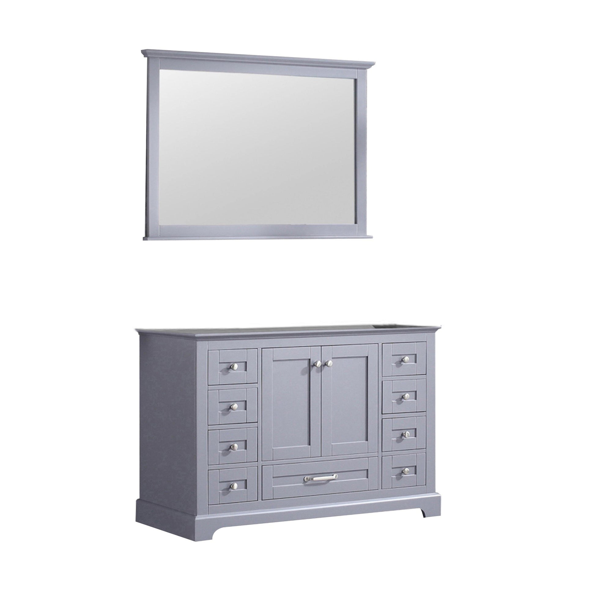 Dukes 48" White, Dark Grey, Navy Blue or Espresso Single Vanity, Available with White Carrara Marble Top, White Square Sink, 36" LED Mirror and Faucet - The Bath Vanities