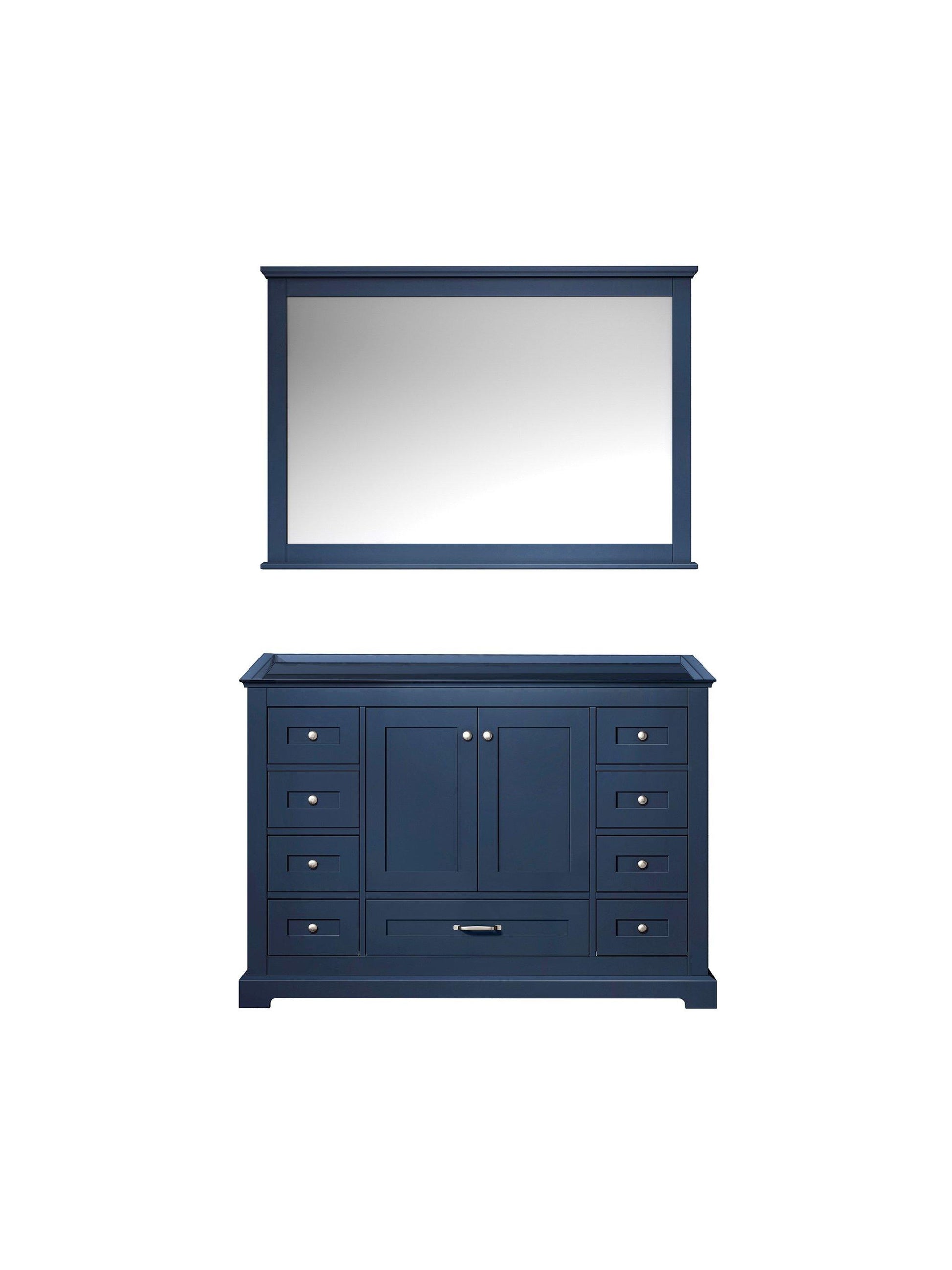 Dukes 48" White, Dark Grey, Navy Blue or Espresso Single Vanity, Available with White Carrara Marble Top, White Square Sink, 36" LED Mirror and Faucet - The Bath Vanities