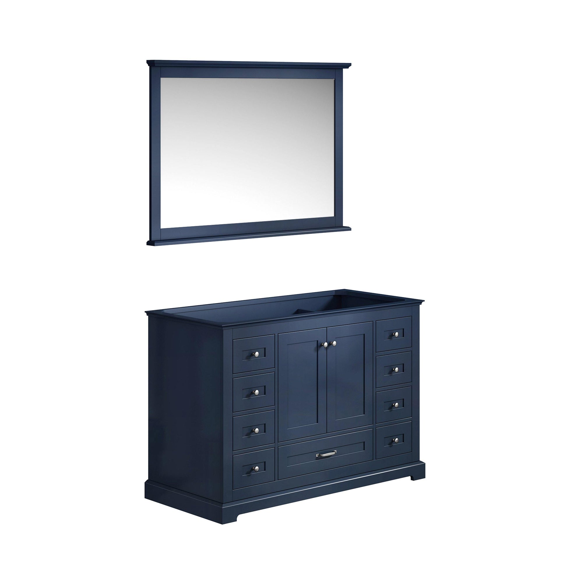 Dukes 48" White, Dark Grey, Navy Blue or Espresso Single Vanity, Available with White Carrara Marble Top, White Square Sink, 36" LED Mirror and Faucet - The Bath Vanities