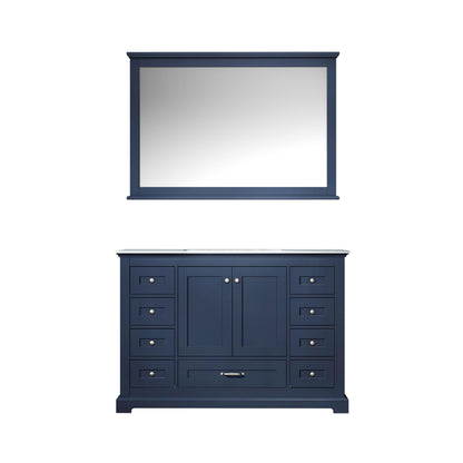 Dukes 48" White, Dark Grey, Navy Blue or Espresso Single Vanity, Available with White Carrara Marble Top, White Square Sink, 36" LED Mirror and Faucet - The Bath Vanities