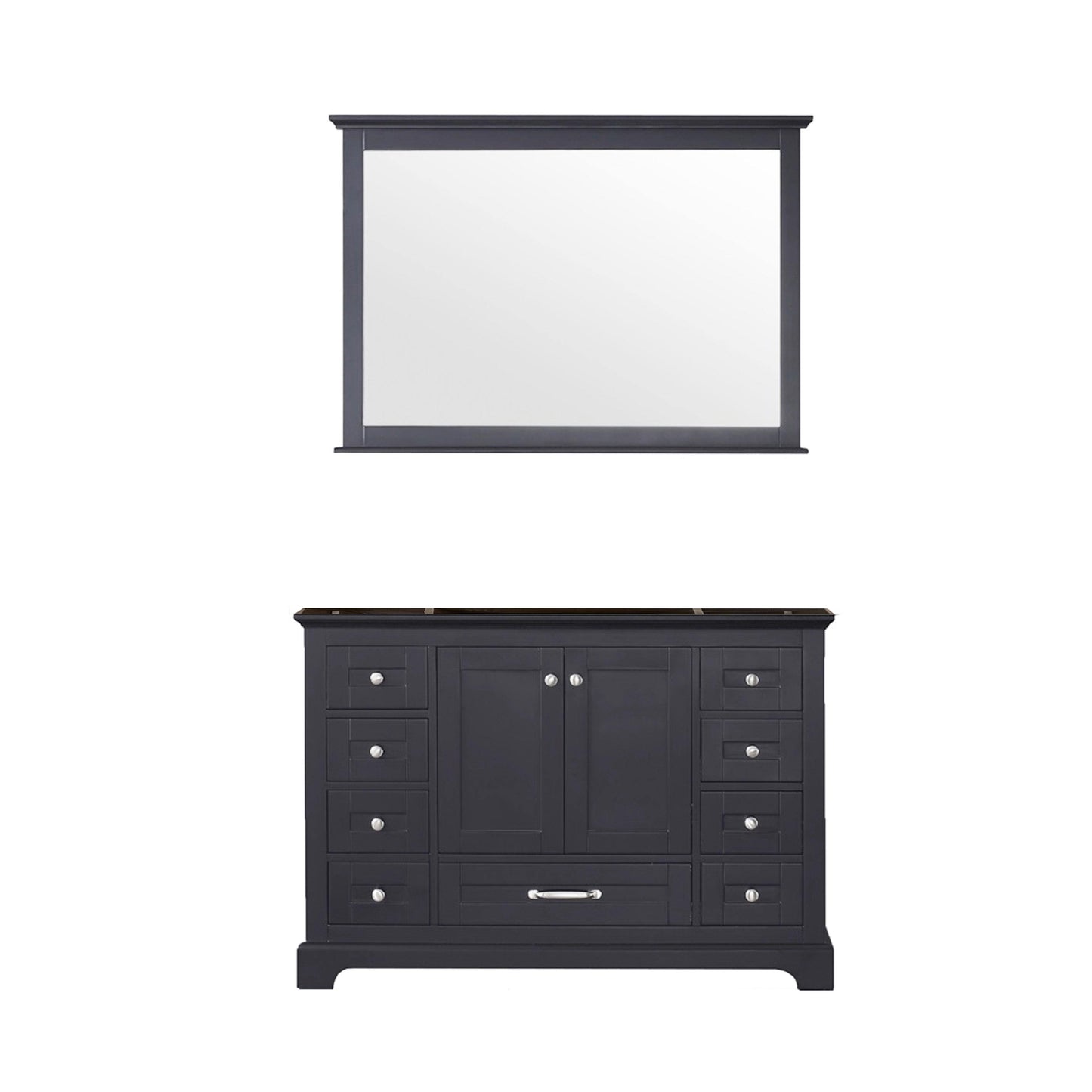 Dukes 48" White, Dark Grey, Navy Blue or Espresso Single Vanity, Available with White Carrara Marble Top, White Square Sink, 36" LED Mirror and Faucet - The Bath Vanities