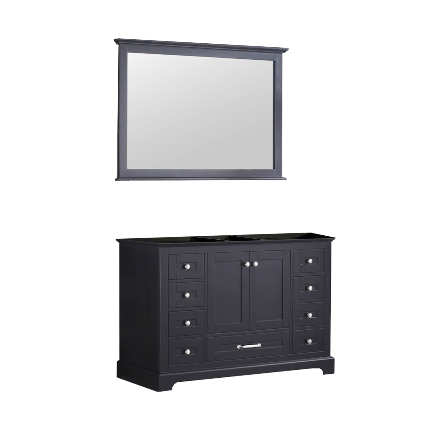 Dukes 48" White, Dark Grey, Navy Blue or Espresso Single Vanity, Available with White Carrara Marble Top, White Square Sink, 36" LED Mirror and Faucet - The Bath Vanities