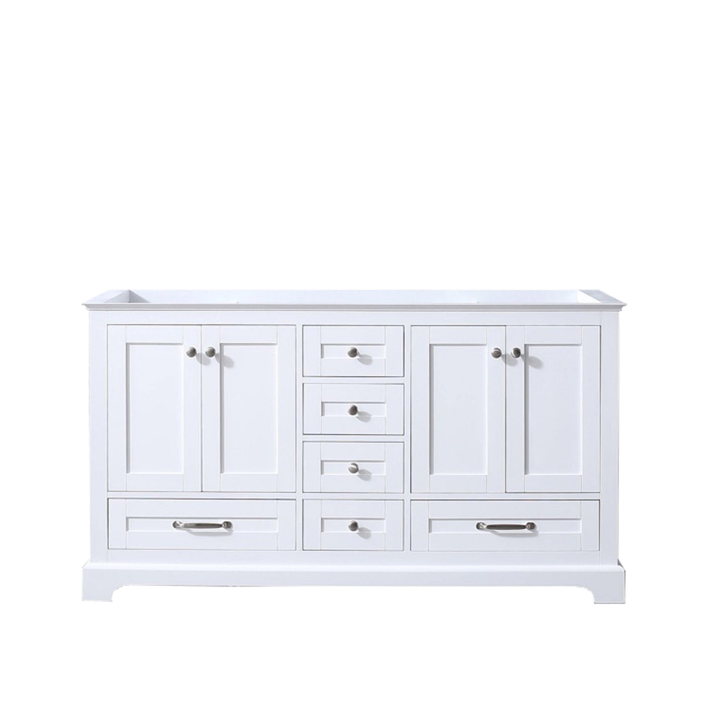 Dukes 60" White, Dark Grey, Navy Blue or Espresso Double Vanity, Available with White Carrara Marble Top, White Square Sink, 58" LED Mirror and Faucet - The Bath Vanities