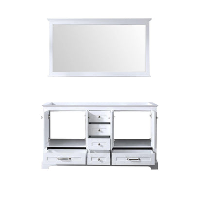 Dukes 60" White, Dark Grey, Navy Blue or Espresso Double Vanity, Available with White Carrara Marble Top, White Square Sink, 58" LED Mirror and Faucet - The Bath Vanities