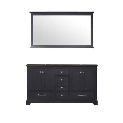 Dukes 60" White, Dark Grey, Navy Blue or Espresso Double Vanity, Available with White Carrara Marble Top, White Square Sink, 58" LED Mirror and Faucet - The Bath Vanities