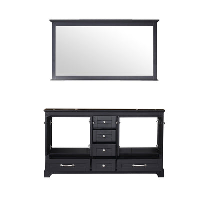 Dukes 60" White, Dark Grey, Navy Blue or Espresso Double Vanity, Available with White Carrara Marble Top, White Square Sink, 58" LED Mirror and Faucet - The Bath Vanities