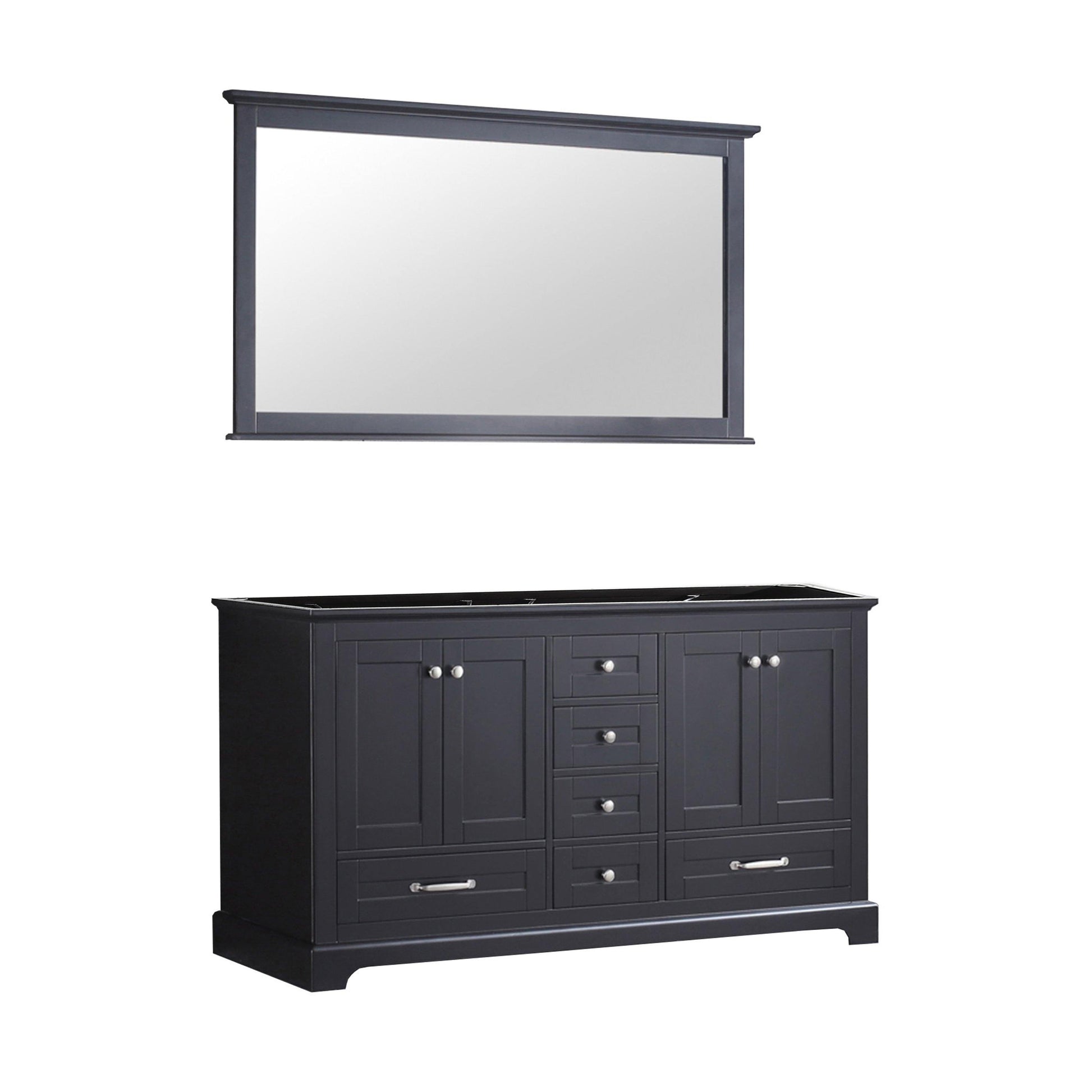 Dukes 60" White, Dark Grey, Navy Blue or Espresso Double Vanity, Available with White Carrara Marble Top, White Square Sink, 58" LED Mirror and Faucet - The Bath Vanities