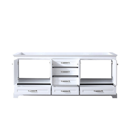 Dukes 80" White, Dark Grey, Navy Blue or Espresso Double Vanity, Available with White Carrara Marble Top, White Square Sink, 30" LED Mirror and Faucet - The Bath Vanities