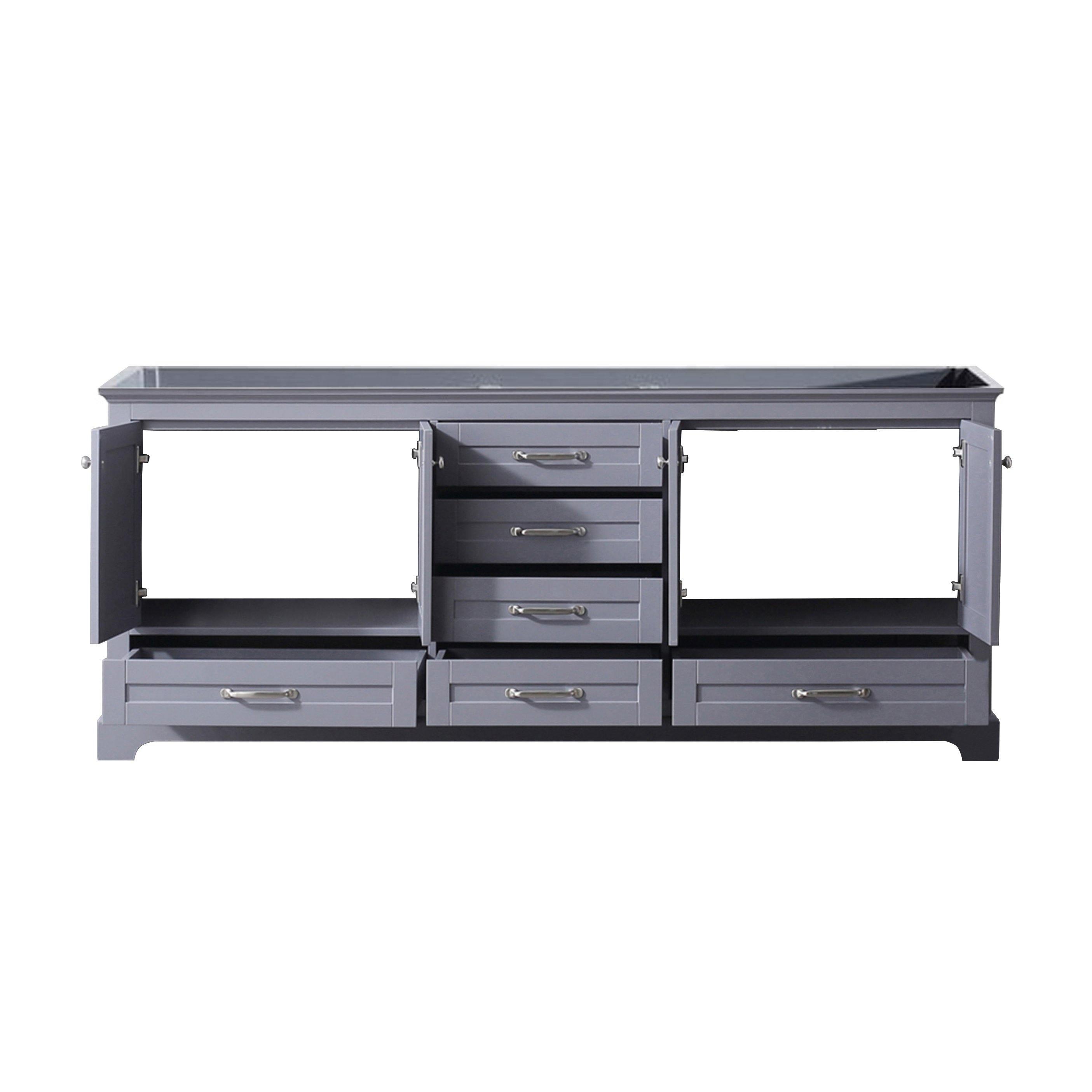 Dukes 80" White, Dark Grey, Navy Blue or Espresso Double Vanity, Available with White Carrara Marble Top, White Square Sink, 30" LED Mirror and Faucet - The Bath Vanities