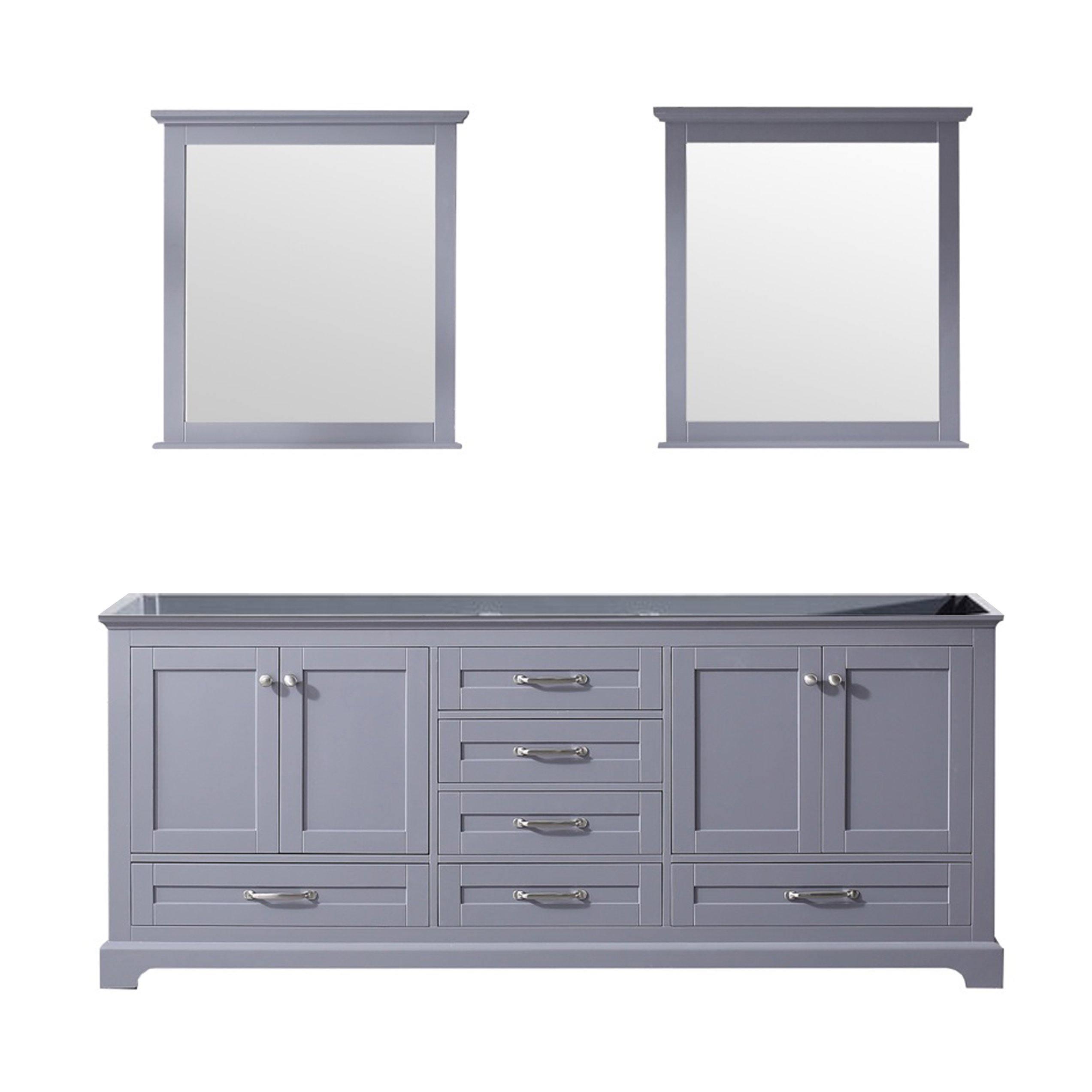Dukes 80" White, Dark Grey, Navy Blue or Espresso Double Vanity, Available with White Carrara Marble Top, White Square Sink, 30" LED Mirror and Faucet - The Bath Vanities