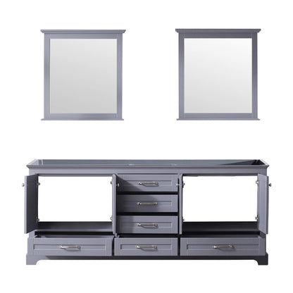 Dukes 80" White, Dark Grey, Navy Blue or Espresso Double Vanity, Available with White Carrara Marble Top, White Square Sink, 30" LED Mirror and Faucet - The Bath Vanities