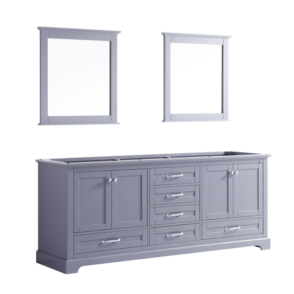 Dukes 80" White, Dark Grey, Navy Blue or Espresso Double Vanity, Available with White Carrara Marble Top, White Square Sink, 30" LED Mirror and Faucet - The Bath Vanities