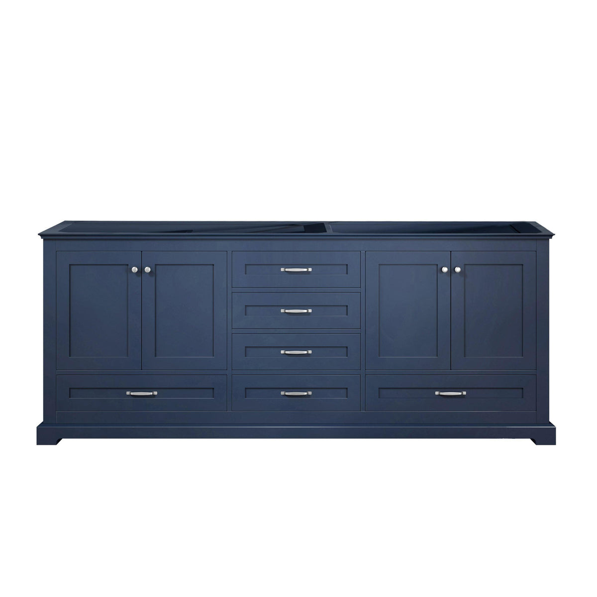 Dukes 80" White, Dark Grey, Navy Blue or Espresso Double Vanity, Available with White Carrara Marble Top, White Square Sink, 30" LED Mirror and Faucet - The Bath Vanities