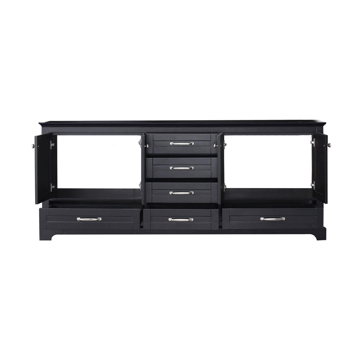 Dukes 80" White, Dark Grey, Navy Blue or Espresso Double Vanity, Available with White Carrara Marble Top, White Square Sink, 30" LED Mirror and Faucet - The Bath Vanities